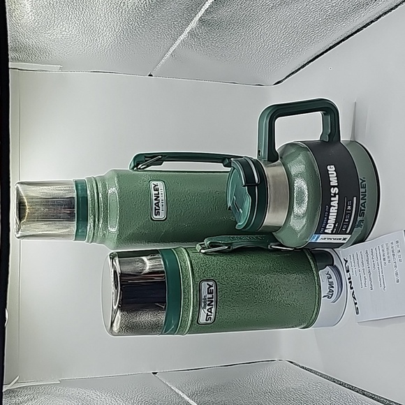 Stanley lot of 3 . 1 liter vacuum bottle, admirals mug, 24oz wide mouth